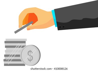 illustration for man invest his money (dollar silver coin)
