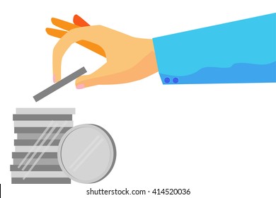 illustration for man invest his money (blank silver coin)