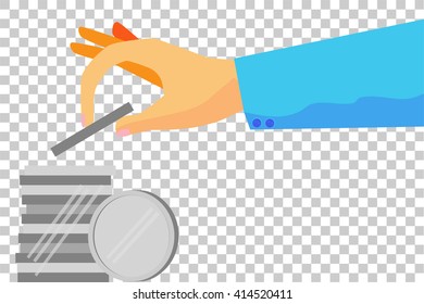 illustration for man invest his money (blank silver coin)