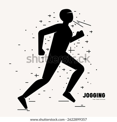 illustration of a man is jogging. Stylized silhouette style for your design. Black print on white background