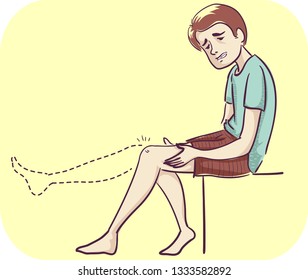 Illustration Of A Man With Joint Pain, Holding His Thigh With Limited Range Of Motion