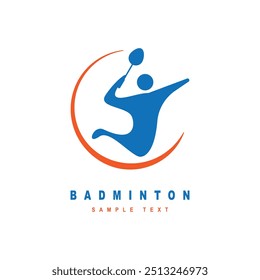 Illustration of a man jumping to do a smash in a badminton game