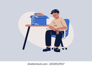 Illustration eines Menschen, der von der Arbeit geworfen wurde