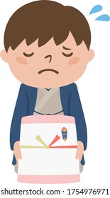 Illustration of a man in a kimono with a sweet apology.