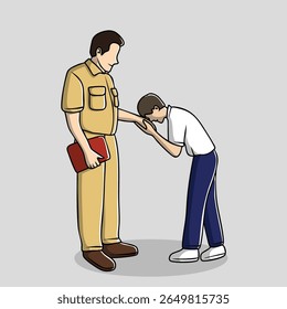 Ilustração do homem beija a mão do professor