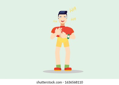An illustration of a man laughing so hard. A vector of unique character illustration, this illustration can use as a sticker also. 