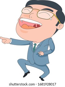 Illustration of a man laughing and mocking.