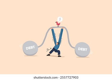 An illustration of a man lifting a large debt ball, symbolizing the challenges of financial burden and personal resilience. The hand drawn, dynamic style highlights the weight of monetary struggles.