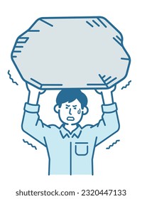 Illustration of a man lifting a rock