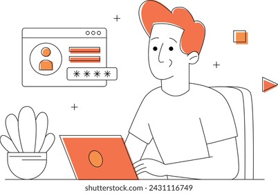 Illustration of Man Logging into Account