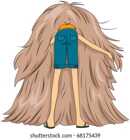 Illustration of a Man Looking for a Needle in a Haystack