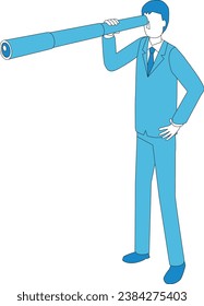 Illustration eines Menschen durch ein Teleskop