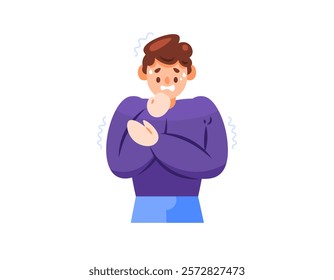 illustration of a man looking very anxious and panic. suffering from excessive anxiety disorder. mental and health problems. expression and gesture. flat style character design. elements