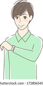 Illustration of a man looking at a watch