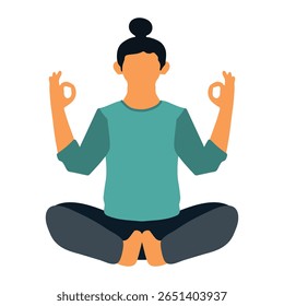 Ilustración del hombre en posición de loto haciendo yoga