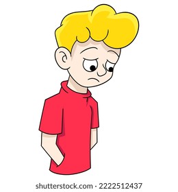 illustration of a man lowering his head because he is sad. vector design illustration art