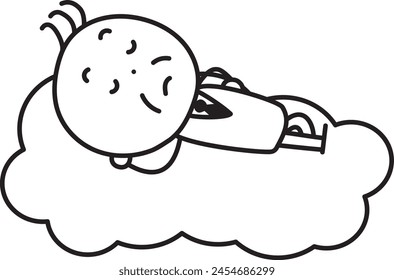 Illustration of a man lying on a cloud