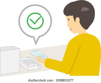 Ilustración de un hombre haciendo un pago sin efectivo