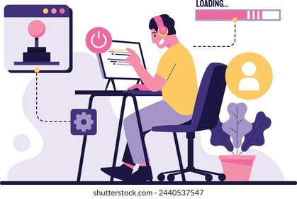 Ilustración de un hombre haciendo un juego