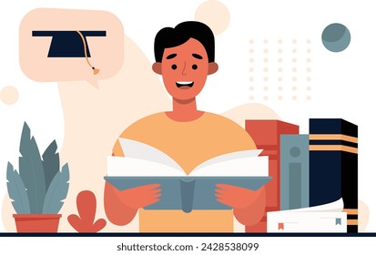 Illustration of a Man Making a Graduation Journal