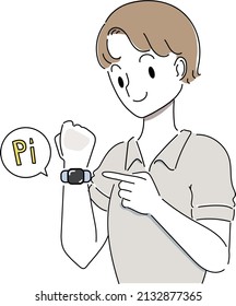 Illustration Of A Man Making Smartwatch Payment