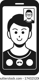 Illustration of a man making a videophone call.