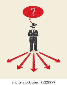 Illustration with a man making your choice.