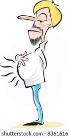 Illustration of a man massaging his fully filled stomach