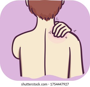 Illustration of a Man Massaging His Neck, Musculoskeletal Pain