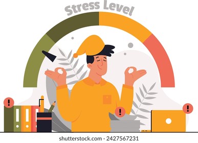 illustration of a man meditating to control stress