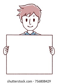 
Illustration of a man with a message board