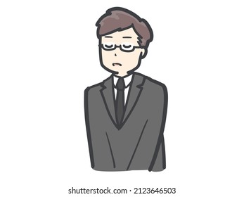 Illustration of a man in mourning clothes grieving.