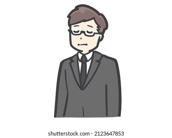 Illustration of a man in mourning clothes grieving.