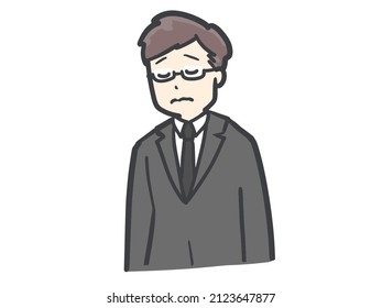 Illustration of a man in mourning clothes grieving.