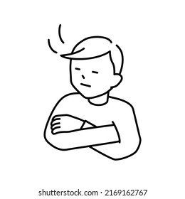 Illustration of a man nodding with his arms crossed (white background, vector, cut out)