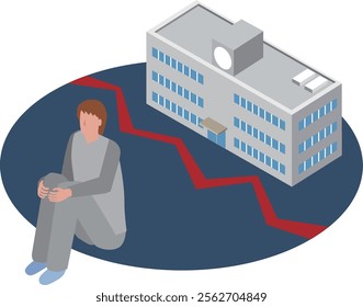 Illustration of a man not attending school