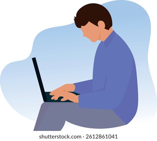 illustration, man, office, work, man, computer, at the table, work desk, staff