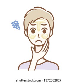 Illustration of a man with oily skin
