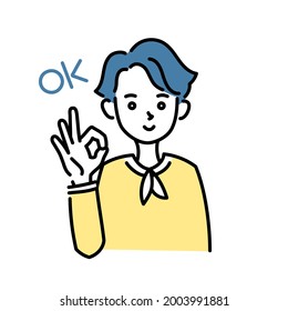 Illustration of a man with OK pose
