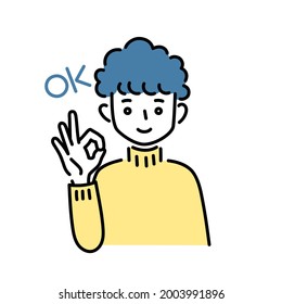 Illustration of a man with OK pose