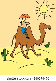 illustration of a man on a camel