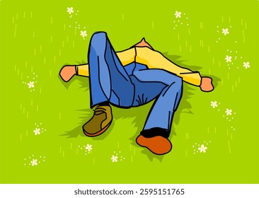 Illustration of a man on the grass