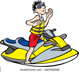 ilustración de un hombre en un jetski
