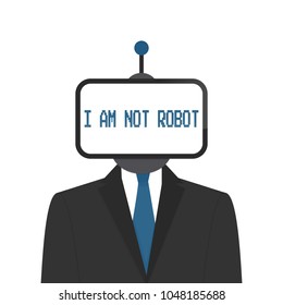 illustration man on mind control with letter 
 i am not robot