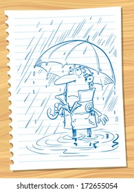 Illustration of man on rain.