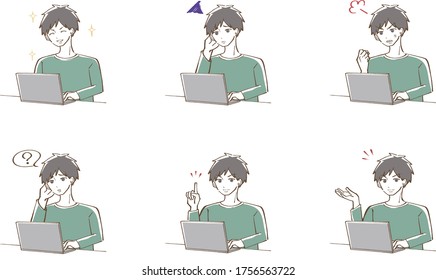 Illustration of a man operating a computer