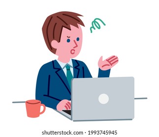 Ilustración de un hombre que opera una laptop