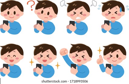 Illustration of a man operating a smartphone
