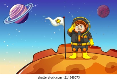 Illustration of a man at the outerspace