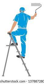 illustration of a man painting the wall 